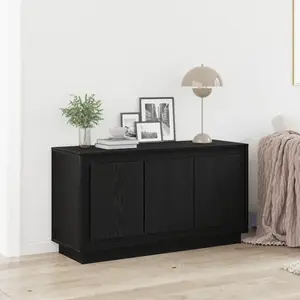 vidaXL Vidaxl Buffet Bois Noir 102x35x55 Cm Bois D'ingénierie pas cher