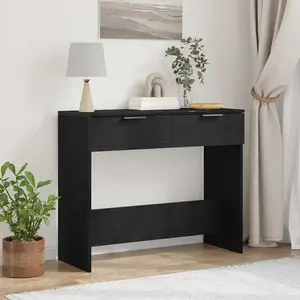 vidaXL Table Console Vidaxl Noir Chêne 90x36x75 Cm Bois D'ingénierie pas cher