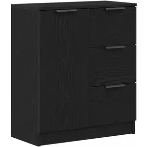 vidaXL Buffet En Chêne Noir Vidaxl 60x30x70 Cm En Bois D'ingénierie pas cher