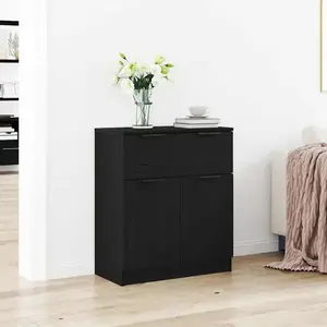 VIDAXL Buffet En Chêne Noir 60x30x70 Cm En Bois D'ingénierie pas cher