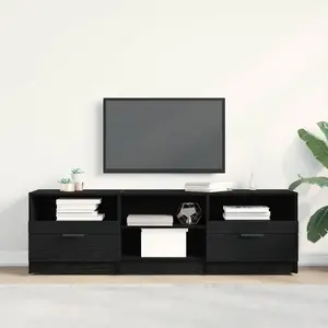 vidaXL Meuble Tv Vidaxl Noir Chêne 150x33,5x45 Cm Bois D'ingénierie pas cher