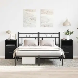 vidaXL Cabinet de chevet avec tiroir 2 pcs Chêne noir 40 x 35 x 65 cm pas cher