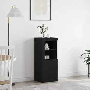 vidaXL Buffet Vidaxl Avec Lumières Led Chêne Noir 41x37x100 Cm pas cher