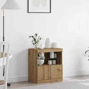vidaXL Buffet Vidaxl Avec Lumières Led Chêne Artisan 60x37x67 Cm