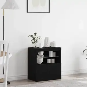 Vidaxl buffet  avec lumières led chêne noir 60x37x67 cm