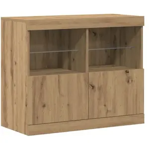 vidaXL Vidaxl Buffet Avec Lumières Led Chêne 81x37x67 Cm pas cher