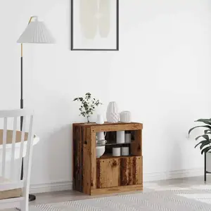 vidaXL Buffet Vidaxl Avec Lumières Led En Vieux Bois 60,5x37x67 Cm pas cher