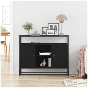 vidaXL Sideboard noir imitation chêne 100 x 35 x 80 cm Bois composite pas cher