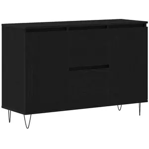 vidaXL Buffet Vidaxl Noir Chêne 101,5x35x70 Cm Bois D'ingénierie pas cher