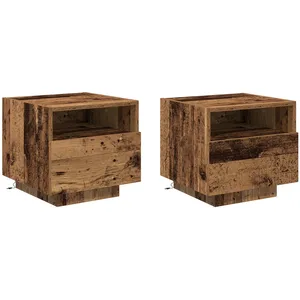 vidaXL Cabinet de chevet avec tiroir 2 pcs Bois ancien 40 x 39 x 37 cm pas cher