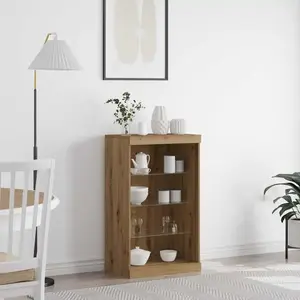 vidaXL Meuble Tv Vidaxl Avec Lumières Led Chêne Artisan 60,5x37x100 Cm pas cher