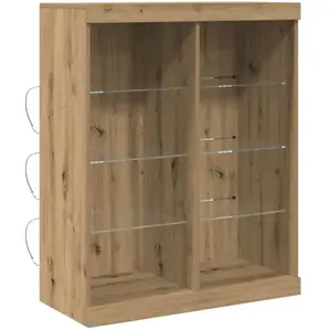 vidaXL Vidaxl Buffet Avec Lumières Led Chêne Artisan 41x37x100 Cm pas cher