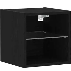 vidaXL Armoire Tv Led Vidaxl Noir Chêne 30x28,5x30 Cm Bois Aggloméré pas cher