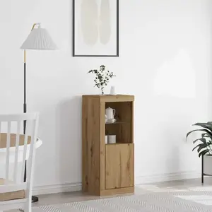 Vidaxl buffet  avec lumières led chêne artisanal 41x37x100 cm pas cher