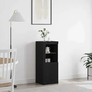 Vidaxl buffet  avec lumières led chêne noir 41x37x100 cm pas cher