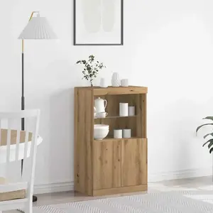vidaXL Buffet Vidaxl Avec Lumières Led Chêne Artisan 60x37x100 Cm pas cher