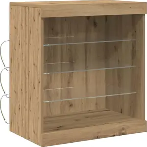 vidaXL Buffet Vidaxl Avec Lumières Led Chêne Artisan 60,5x37x67 Cm pas cher