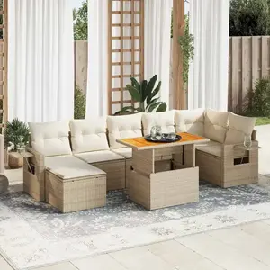 vidaXL Salon de jardin avec coussins 8 pcs beige résine tressée pas cher