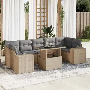 vidaXL Vidaxl Salon De Jardin Avec Coussins 8 Pcs Beige Résine Tressée pas cher