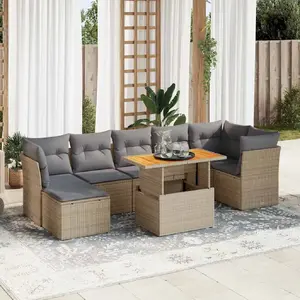 vidaXL Vidaxl Salon De Jardin Avec Coussins 8 Pcs Beige Résine Tressée pas cher