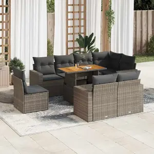 vidaXL Vidaxl Salon De Jardin 9 Pcs Avec Coussins Gris Résine Tressée pas cher