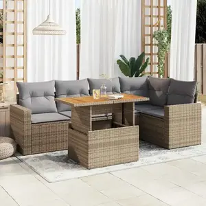 vidaXL Vidaxl Salon De Jardin Avec Coussins 6 Pcs Beige Résine Tressée pas cher