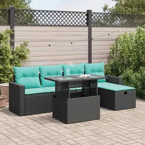vidaXL Salon de jardin avec coussins 6 pcs gris résine tressée acacia pas cher