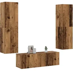 vidaXL Vidaxl Meubles Tv Muraux 3 Pcs Vieux Bois Bois D'ingénierie pas cher