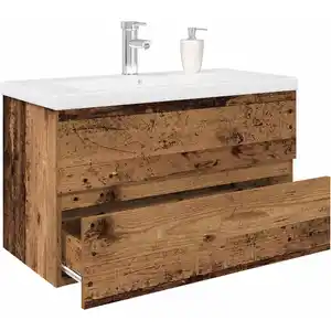 Comparateur de prix : Vidaxl - Meuble lavabo avec bassin et robinet intégrés vieux bois