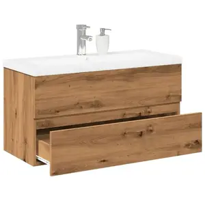 Comparateur de prix : Vidaxl - Meuble avec vasque intégrée chêne artisanal 91x39,5x49 cm