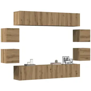 vidaXL Ensemble de meuble TV mural 8 pcs chêne artisanal pas cher