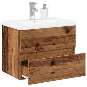 vidaXL Meuble avec vasque intégrée vieux bois 61x39,5x49 cm pas cher