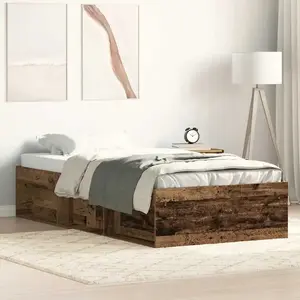 vidaXL Cadre de lit sans matelas vieux bois 90x200 cm bois ingénierie pas cher
