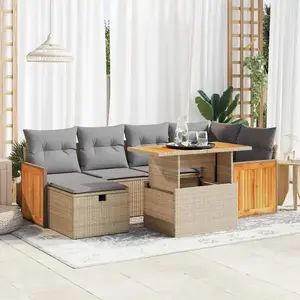 vidaXL Salon de jardin avec coussins 8 pcs beige résine tressée pas cher
