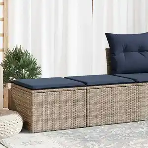 vidaXL Salon de jardin 2 pcs avec coussins gris résine tressée acacia pas cher