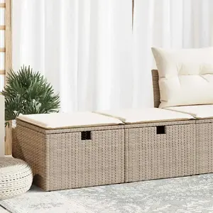 vidaXL Salon de jardin avec coussins 2 pcs beige résine tressée acacia pas cher