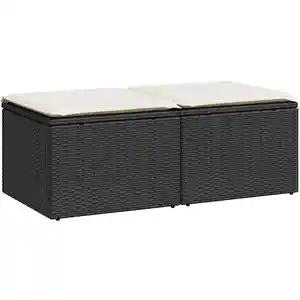 Comparateur de prix : vidaXL Salon de jardin avec coussins 2 pcs noir résine tressée acacia