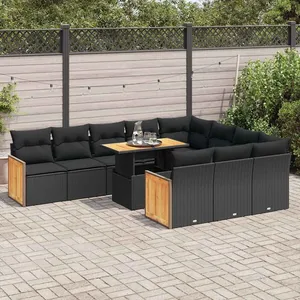 vidaXL Ensemble de canapés de jardin 11 pcs et coussins rotin acacia pas cher