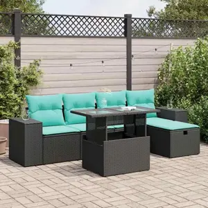 vidaXL Salon de jardin avec coussins 6 pcs gris résine tressée acacia pas cher