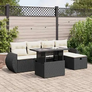 vidaXL Vidaxl Salon De Jardin 6 Pcs Avec Coussins Noir Résine Tressée pas cher