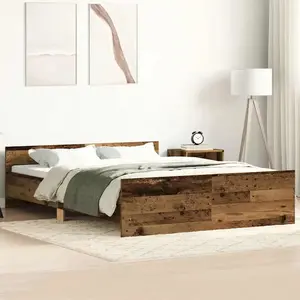 vidaXL Cadre de lit sans matelas vieux bois 140x190 cm bois ingénierie pas cher