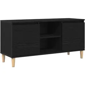 vidaXL Meuble Tv Vidaxl Avec Pieds En Bois Noir Chêne 102x35x50 Cm pas cher