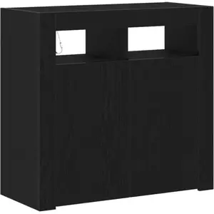 vidaXL Buffet avec lumières LED, Chêne noir, 80x35x75 cm, Bois d ingénierie pas cher