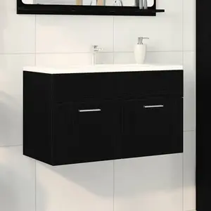 vidaXL Armoire d'évier Chêne noir 38,5 x 100 x 46 cm Bois d'ingénierie pas cher