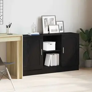 Vidaxl buffet  en chêne noir 120x30,5x70 cm en bois d'ingénierie pas cher