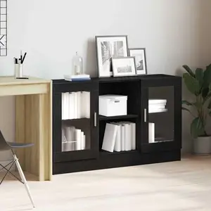 vidaXL Buffet Vidaxl Noir Chêne 120x30,5x70 Cm En Bois Composite pas cher