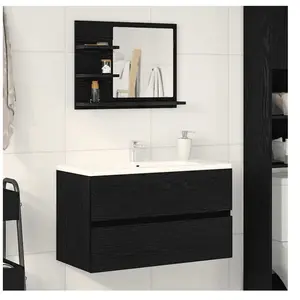Comparateur de prix : vidaXL Miroir de salle de bain chêne noir 60x10,5x45cm bois ingénierie