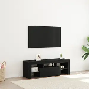 vidaXL Meuble Tv Vidaxl Avec Lumière Led En Chêne Noir 120x35x40 Cm pas cher
