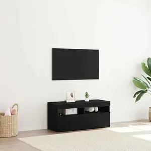 vidaXL Armoire TV noir imitation chêne 90 x 35 x 40 cm Bois composite