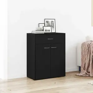 vidaXL Buffet Vidaxl Noir Chêne 60x30x75 Cm En Bois D'ingénierie pas cher